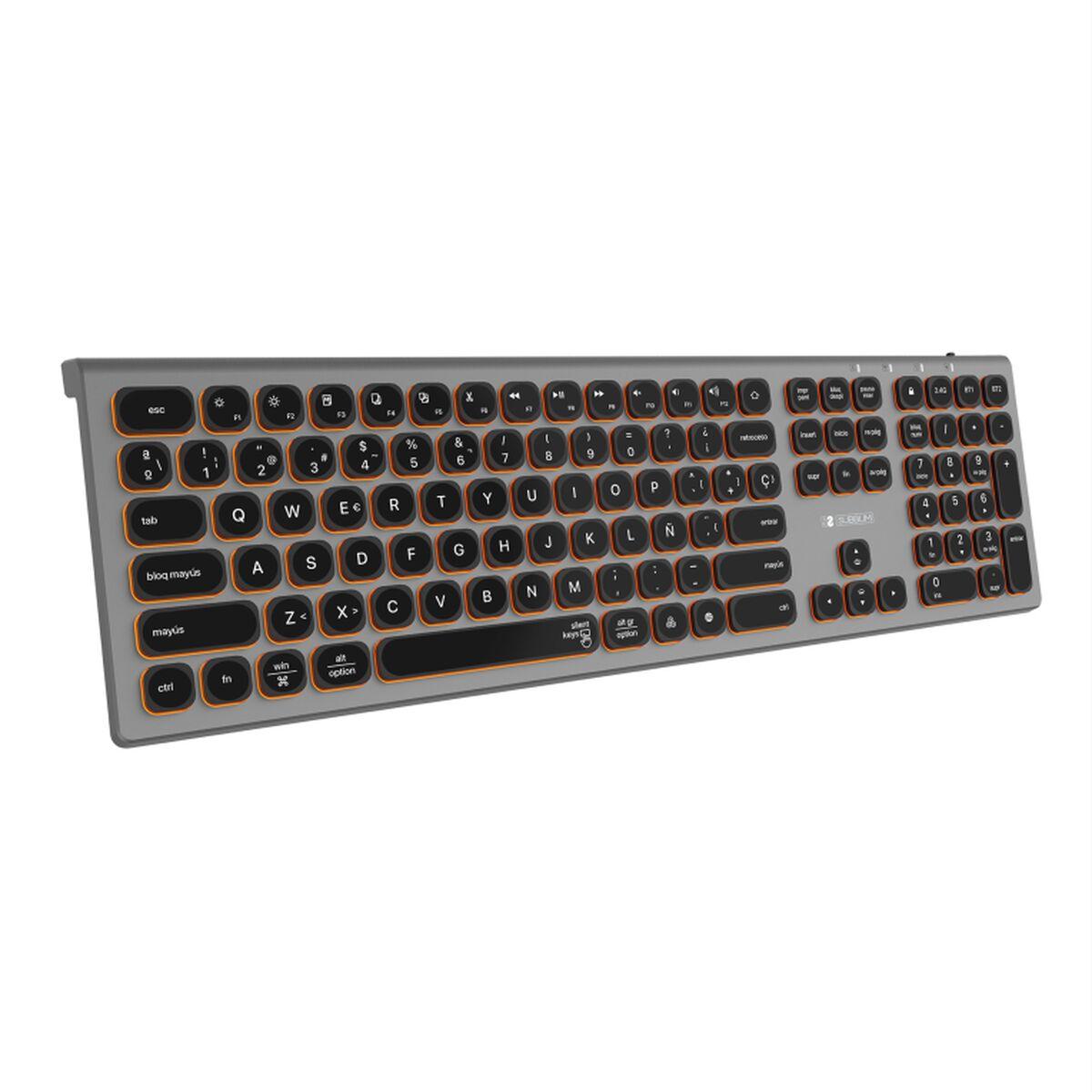 Bluetooth-tastatur Subblim SUBKB-3MIE310 Grå Spansk qwerty