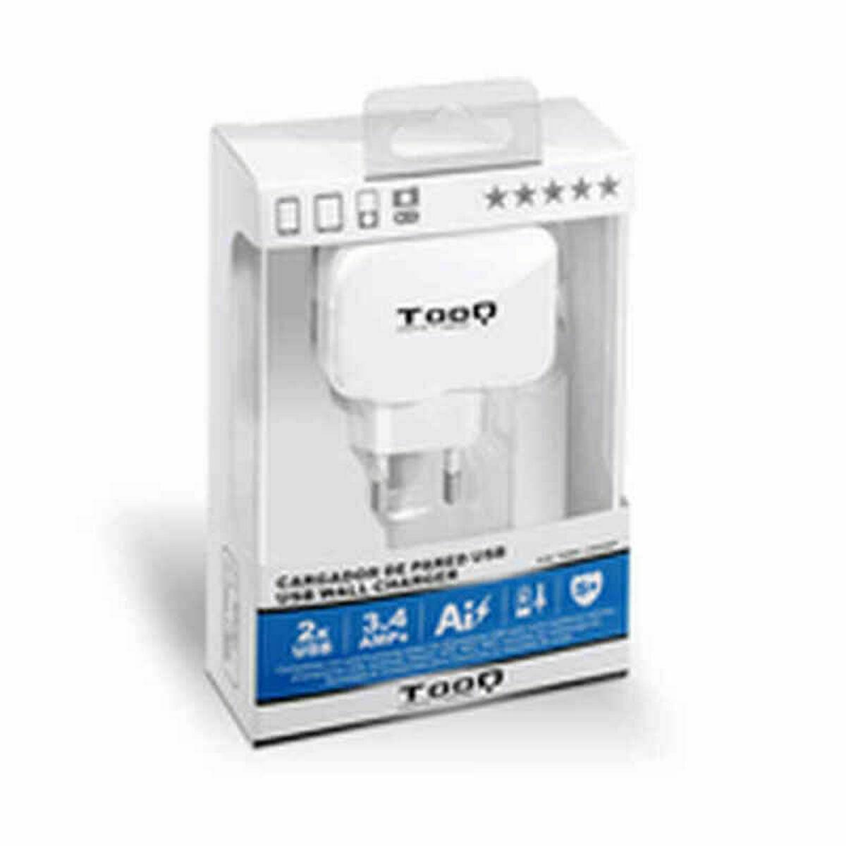 TooQ TQWC-1S02WT vægoplader - 2x USB, 17 W, hvid