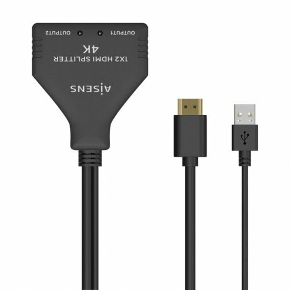 Aisens HDMI splitter 1x2 med USB-strøm - 4K Ultra HD