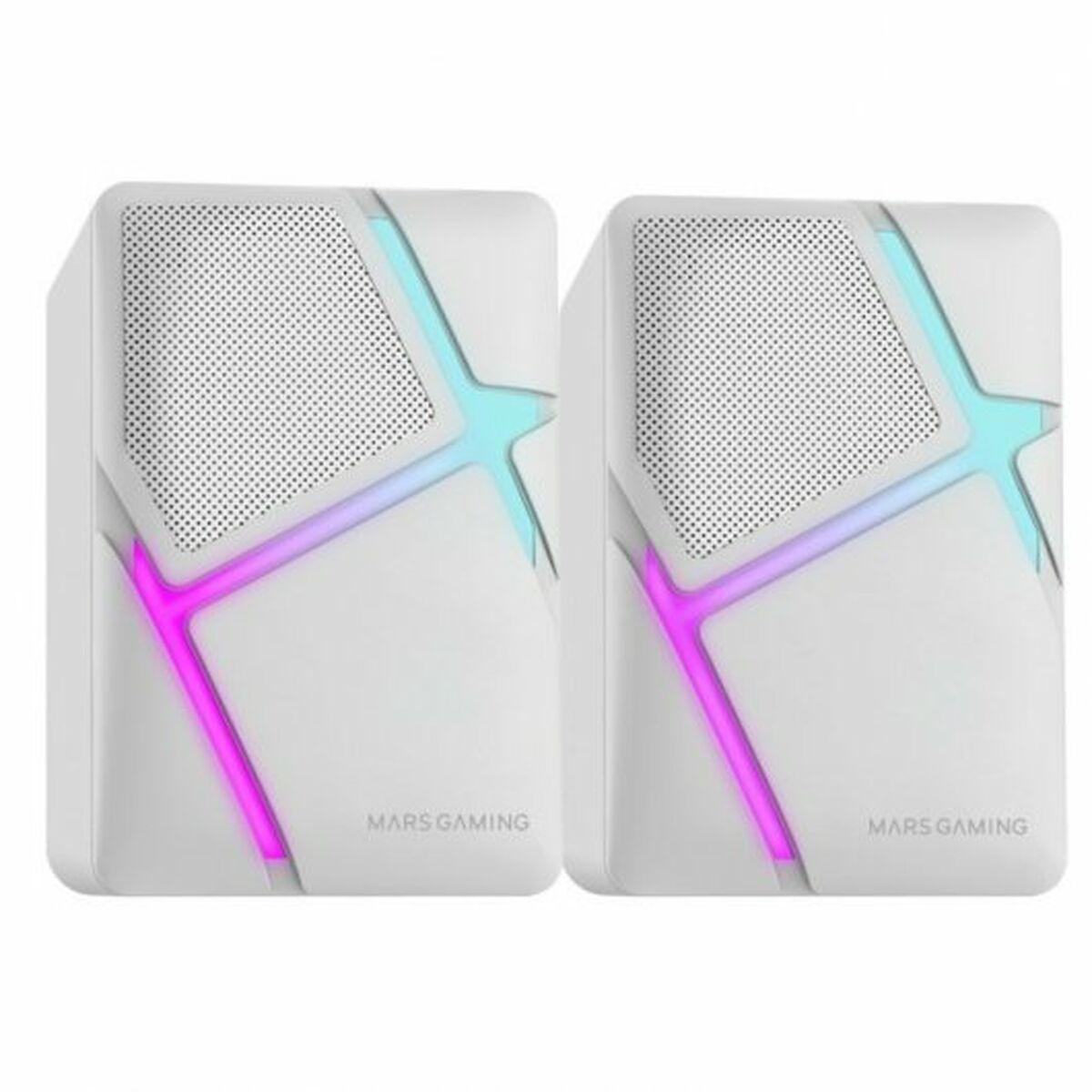 Mars Gaming MSHW PC-højttalere - Hvid, 2.0, kompakte med lys