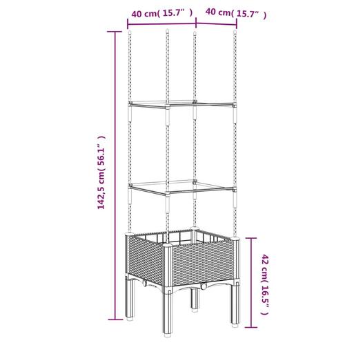 Plantekasse med espalier 40x40x142,5 cm PP sort