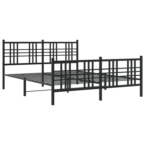 Sengeramme med sengegavl og fodgærde 150x200 cm metal sort