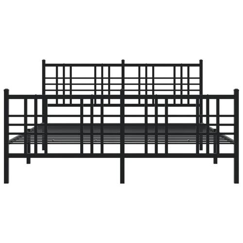 Sengeramme med sengegavl og fodgærde 150x200 cm metal sort