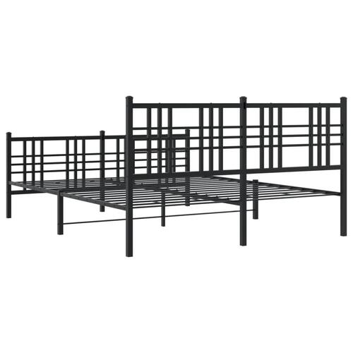 Sengeramme med sengegavl og fodgærde 150x200 cm metal sort