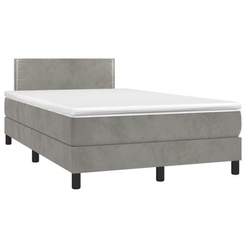Kontinentalseng med madras 120x190 cm velour lysegrå