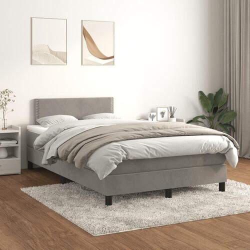 Kontinentalseng med madras 120x190 cm velour lysegrå