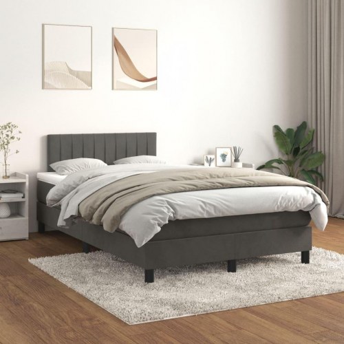 Kontinentalseng med madras 120×190 cm - fløjl, mørkegrå