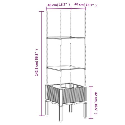 Plantekasse med espalier 40x40x142,5 cm PP brun