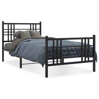 Sengeramme med sengegavl og fodgærde 100x190 cm metal sort