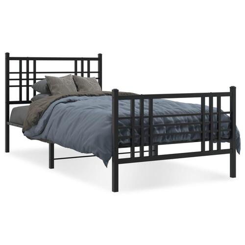 Sengeramme med sengegavl og fodgærde 100x190 cm metal sort