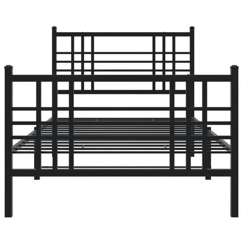 Sengeramme med sengegavl og fodgærde 100x190 cm metal sort