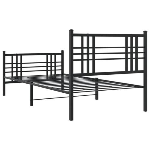 Sengeramme med sengegavl og fodgærde 100x190 cm metal sort