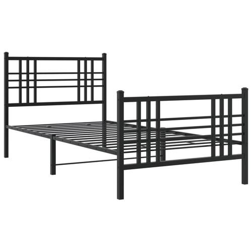 Sengeramme med sengegavl og fodgærde 90x190 cm metal sort