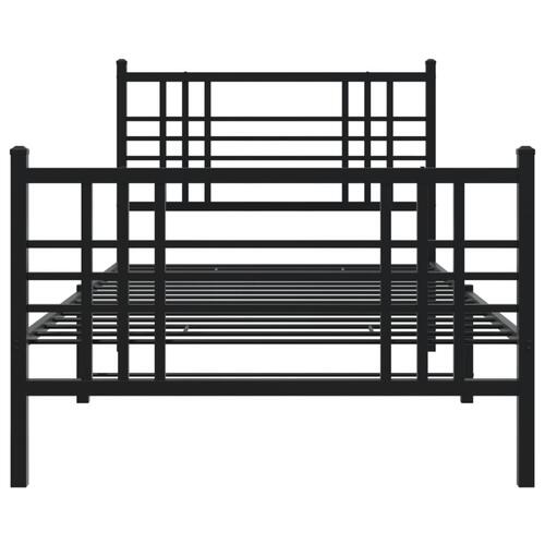 Sengeramme med sengegavl og fodgærde 90x190 cm metal sort