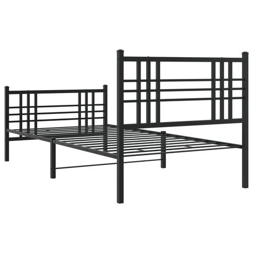 Sengeramme med sengegavl og fodgærde 90x190 cm metal sort