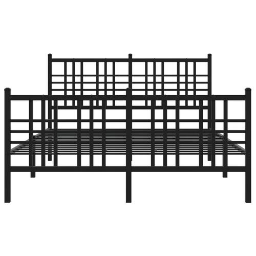 Sengeramme med sengegavl og fodgærde 140x200 cm metal sort