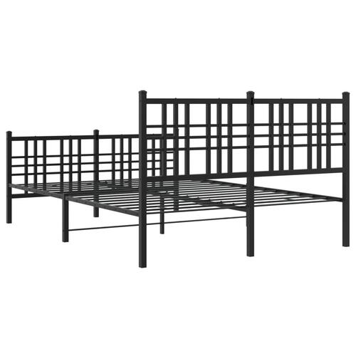Sengeramme med sengegavl og fodgærde 140x200 cm metal sort