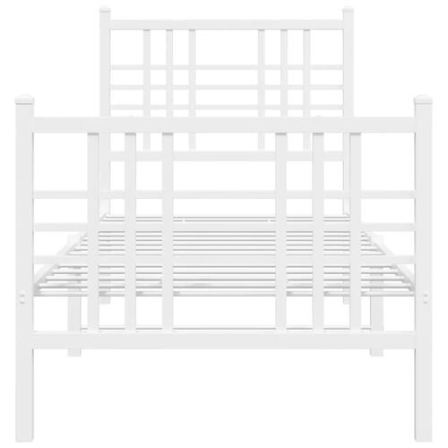 Sengeramme med sengegavl og fodgærde 75x190 cm metal hvid