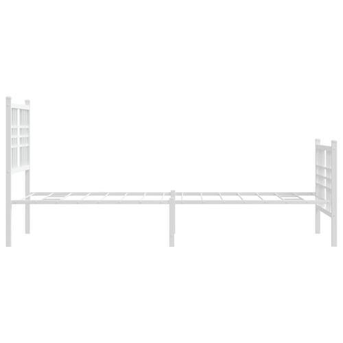 Sengeramme med sengegavl og fodgærde 75x190 cm metal hvid