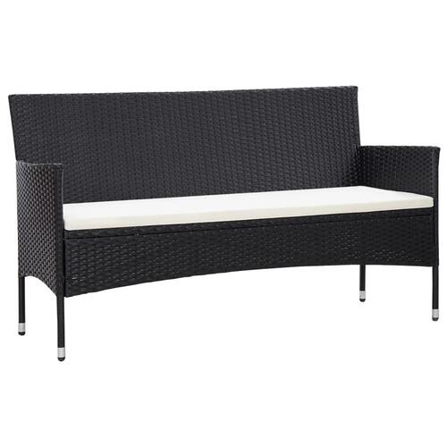 3-personers havesofa med hynder polyrattan sort