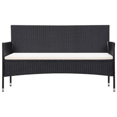 3-personers havesofa med hynder polyrattan sort