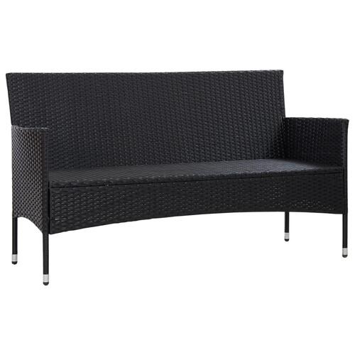 3-personers havesofa med hynder polyrattan sort