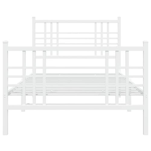 Sengeramme med sengegavl og fodgærde 90x190 cm metal hvid