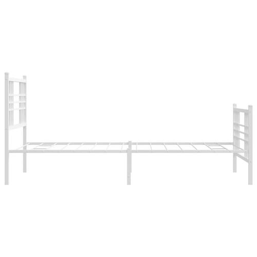Sengeramme med sengegavl og fodgærde 90x190 cm metal hvid