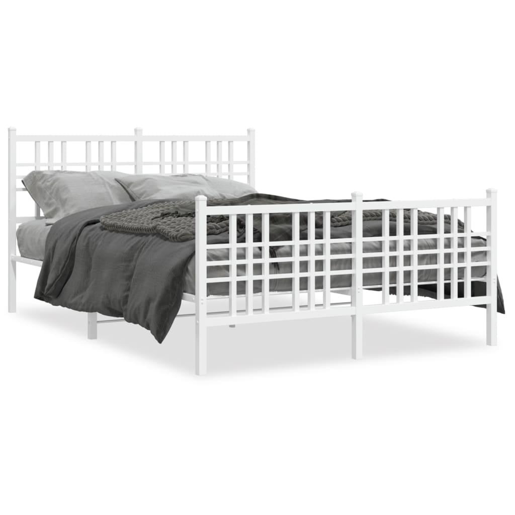 Sengeramme med sengegavl og fodgærde 120x190 cm metal hvid billede