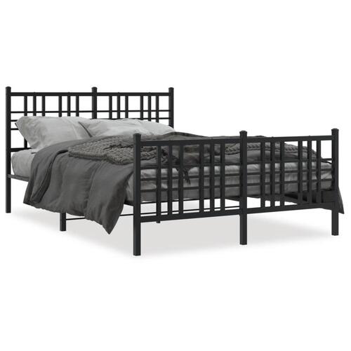 Sengeramme med sengegavl og fodgærde 137x190 cm metal sort