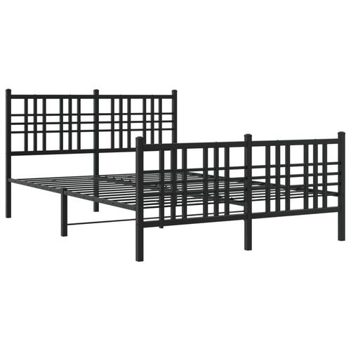 Sengeramme med sengegavl og fodgærde 137x190 cm metal sort