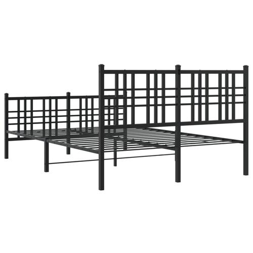 Sengeramme med sengegavl og fodgærde 137x190 cm metal sort