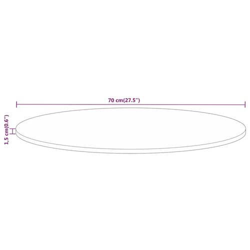 Bordplade Ø70x1,5 cm rund massivt genbrugstræ