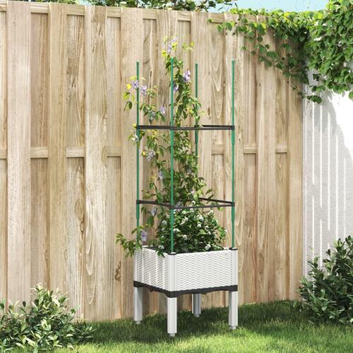 Plantekasse med espalier 40x40x142,5 cm PP hvid