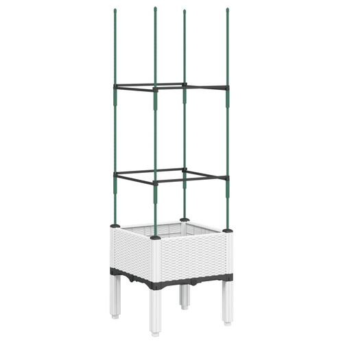 Plantekasse med espalier 40x40x142,5 cm PP hvid
