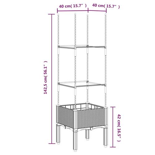 Plantekasse med espalier 40x40x142,5 cm PP hvid