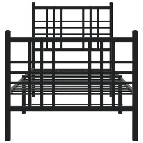 Sengeramme med sengegavl og fodgærde 75x190 cm metal sort