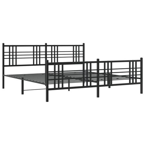 Sengeramme med sengegavl og fodgærde 183x213 cm metal sort