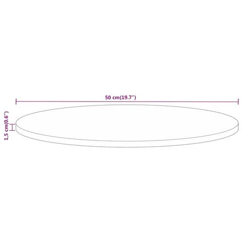 Bordplade Ø50x1,5 cm rund massivt ru mangotræ