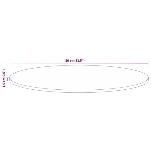 Bordplade Ø80x1,5 cm rund massivt genbrugstræ