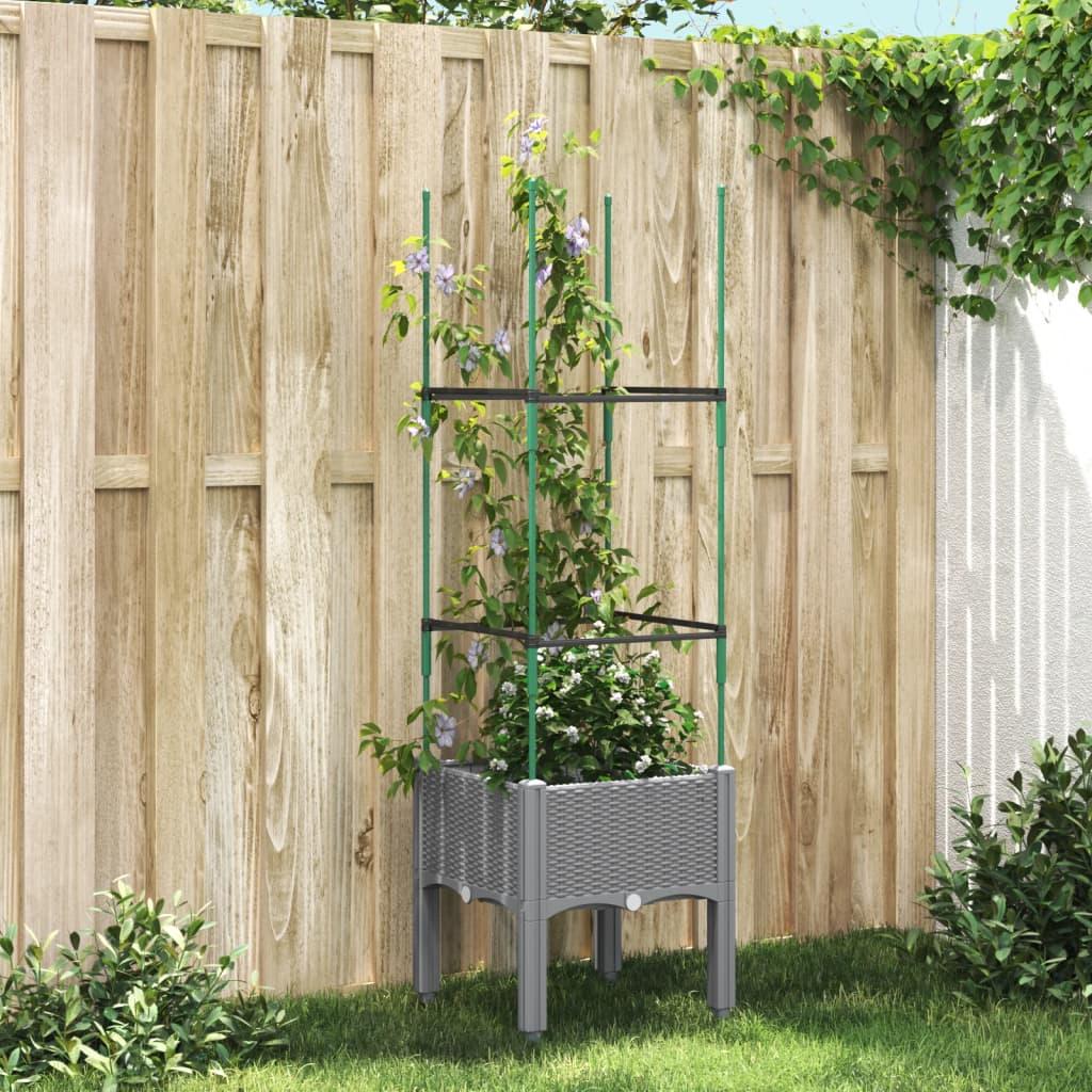 Plantekasse Med Espalier 40X40X142,5 Cm Pp - Lysegrå / 41 x 40 x 142,5 cm