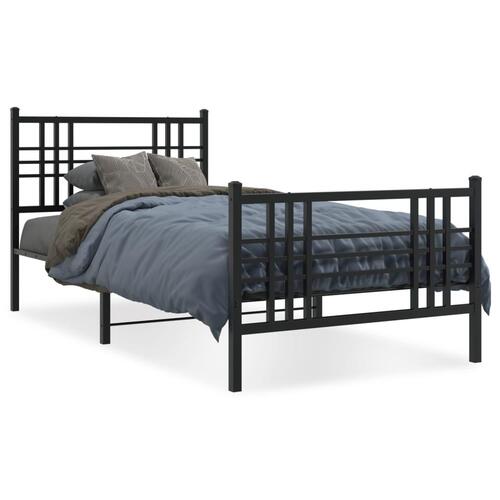 Sengeramme med sengegavl og fodgærde 100x200 cm metal sort