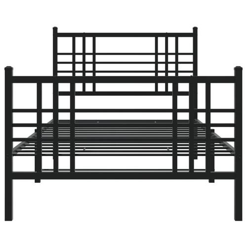 Sengeramme med sengegavl og fodgærde 100x200 cm metal sort