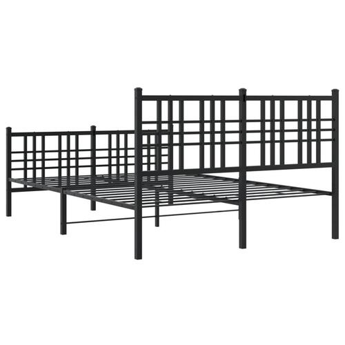 Sengeramme med sengegavl og fodgærde 120x200 cm metal sort