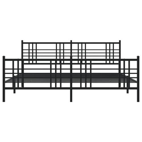 Sengeramme med sengegavl og fodgærde 200x200 cm metal sort