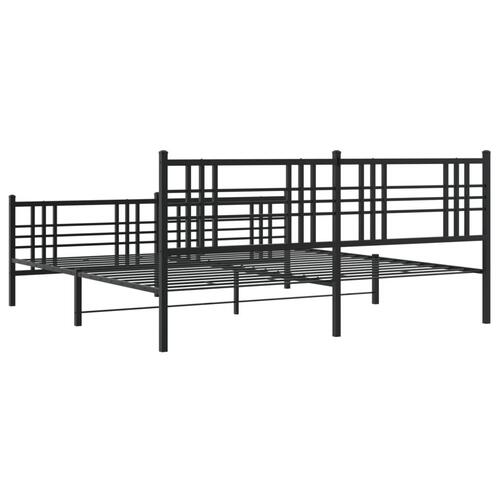 Sengeramme med sengegavl og fodgærde 200x200 cm metal sort