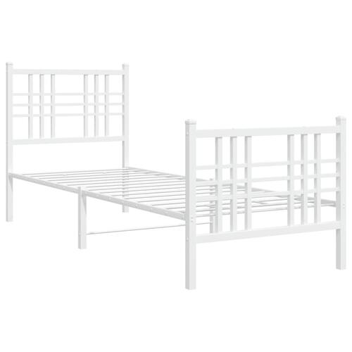 Sengeramme med sengegavl og fodgærde 80x200 cm metal hvid