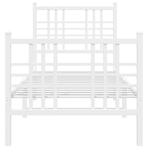 Sengeramme med sengegavl og fodgærde 80x200 cm metal hvid