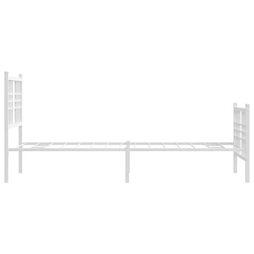 Sengeramme med sengegavl og fodgærde 80x200 cm metal hvid