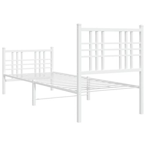 Sengeramme med sengegavl og fodgærde 80x200 cm metal hvid